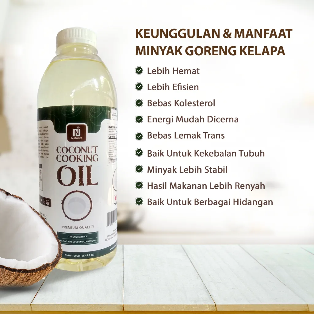 NATURIST Minyak Kelapa Goreng 1 Liter Coconut Cooking Oil Minyak Sehat Alami untuk Memasak