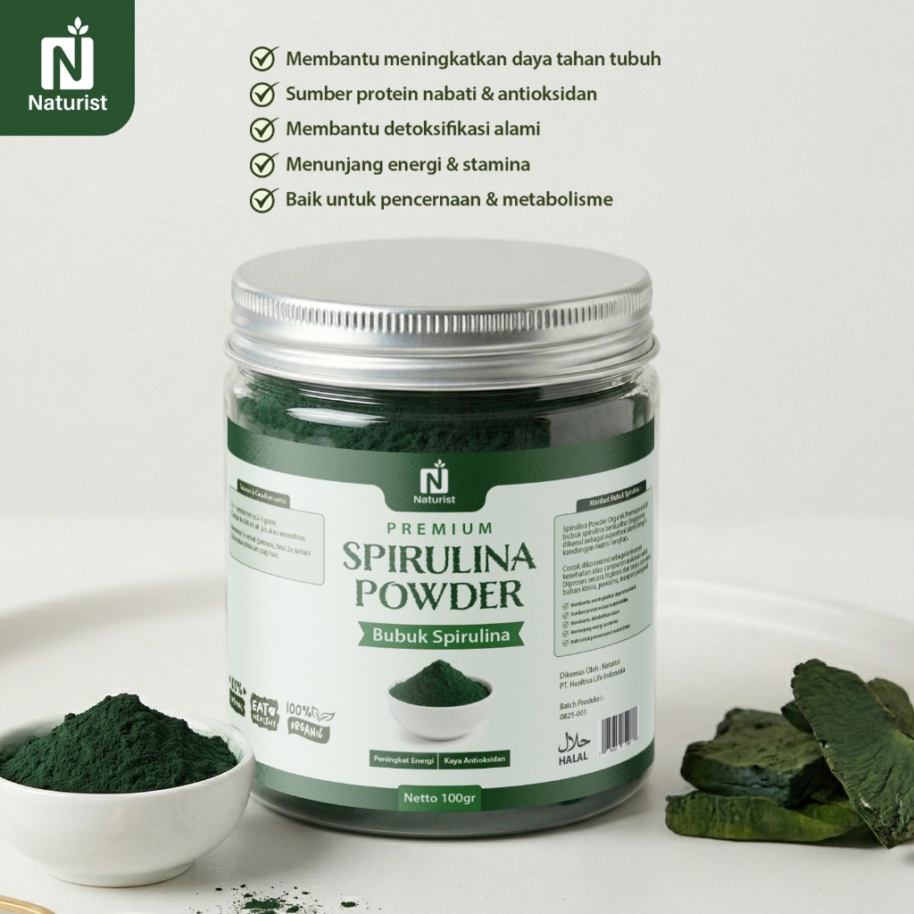 NATURIST Spirulina Powder 100gr Bubuk Spirulina Protein Powder Minuman Diet Superfood Alami