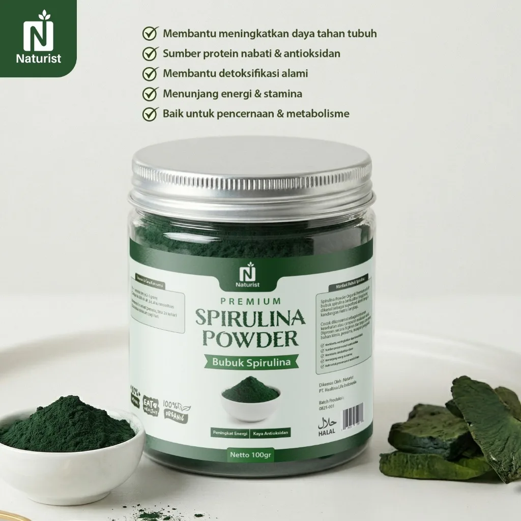 NATURIST Spirulina Powder 100gr Bubuk Spirulina Protein Powder Minuman Diet Superfood Alami