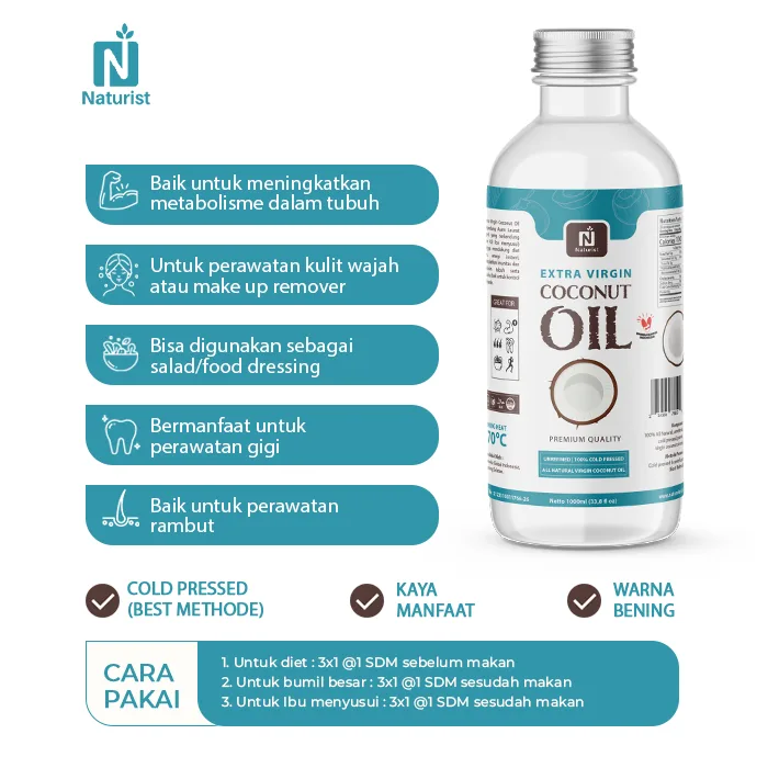 NATURIST Minyak Kelapa VCO 5L Virgin Coconut Oil Murni Coconut Oil Curah 5000ml