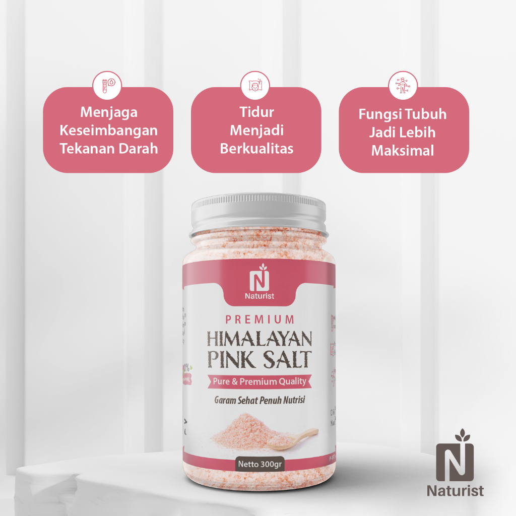 NATURIST Garam Himalaya Murni 300gr | Himalayan Pink Salt Asli | Garam Sehat Alami