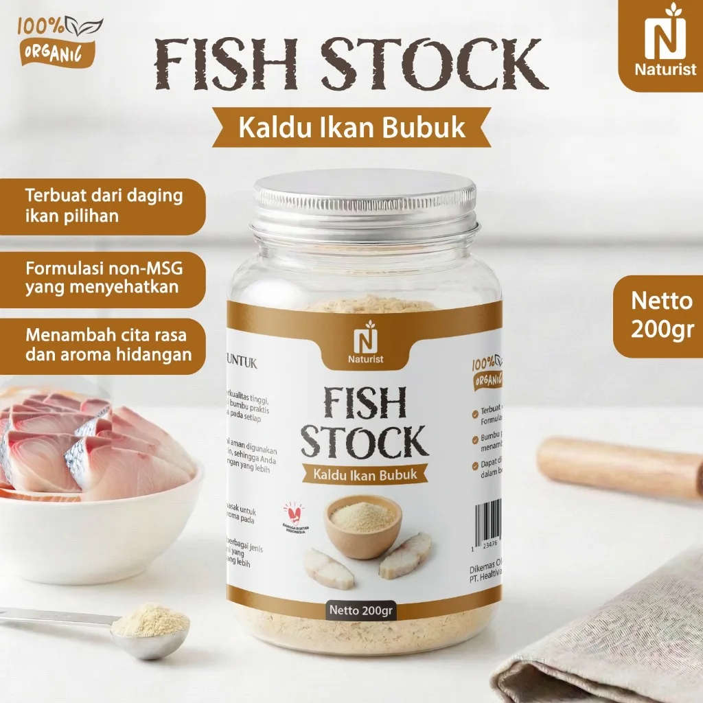 NATURIST Kaldu Ikan Bubuk Non MSG 200gr Bumbu Dapur Bubuk Lengkap Sehat Powdered Fish Stock Non-Msg