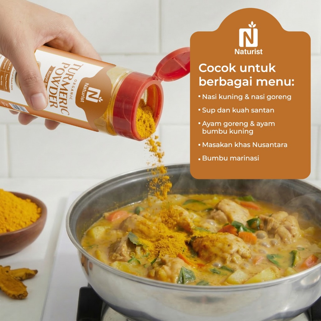 NATURIST Kunyit Bubuk 100gr Turmeric Powder Murni Non MSG Tanpa Pengawet Bumbu Dapur Herbal Premium