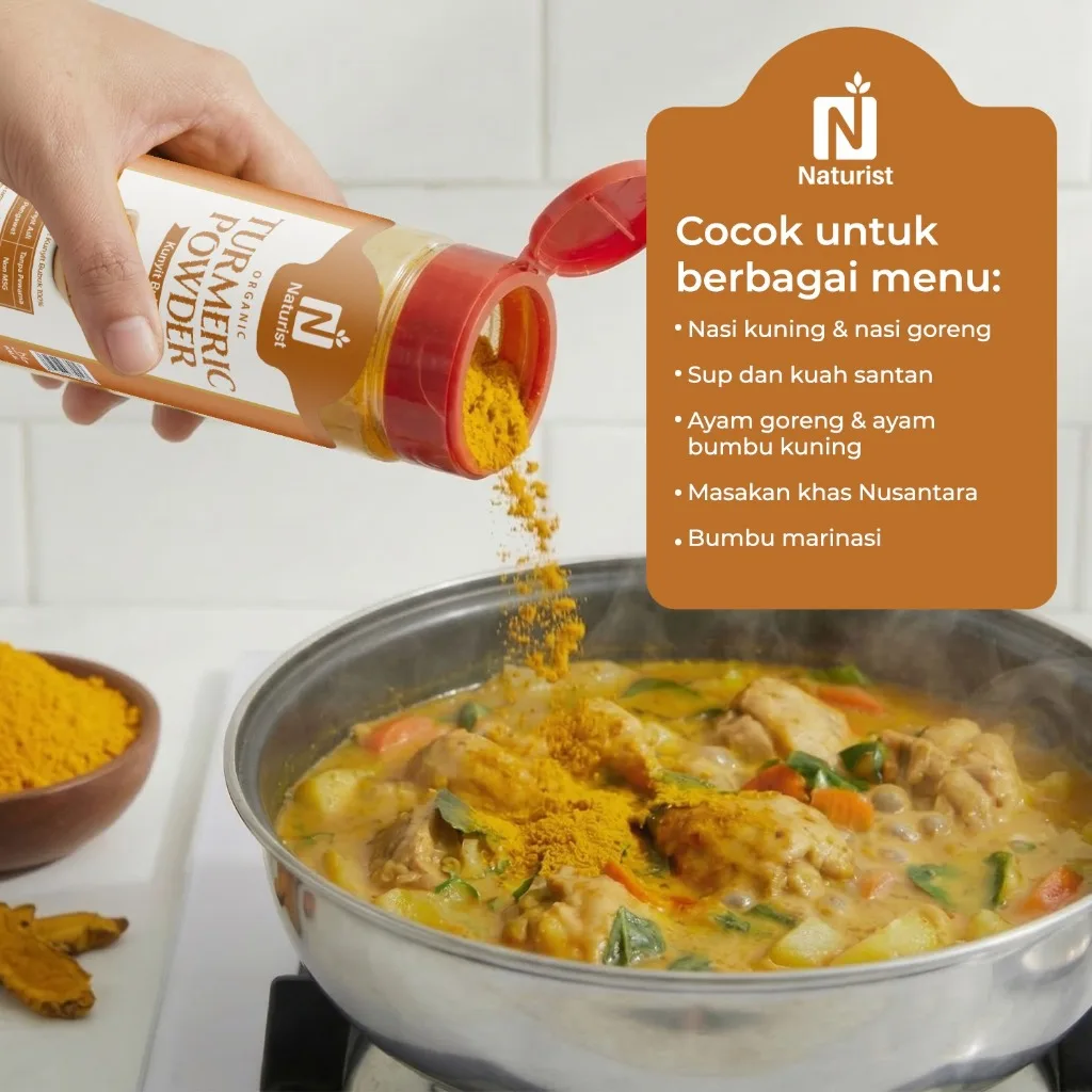 NATURIST Kunyit Bubuk 100gr Turmeric Powder Murni Non MSG Tanpa Pengawet Bumbu Dapur Herbal Premium