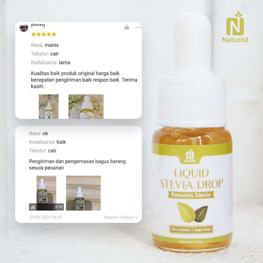 NATURIST Paket Bundling Stevia Liquid 10ml + 5ml Pemanis Alami Non Kalori Untuk Diabetes