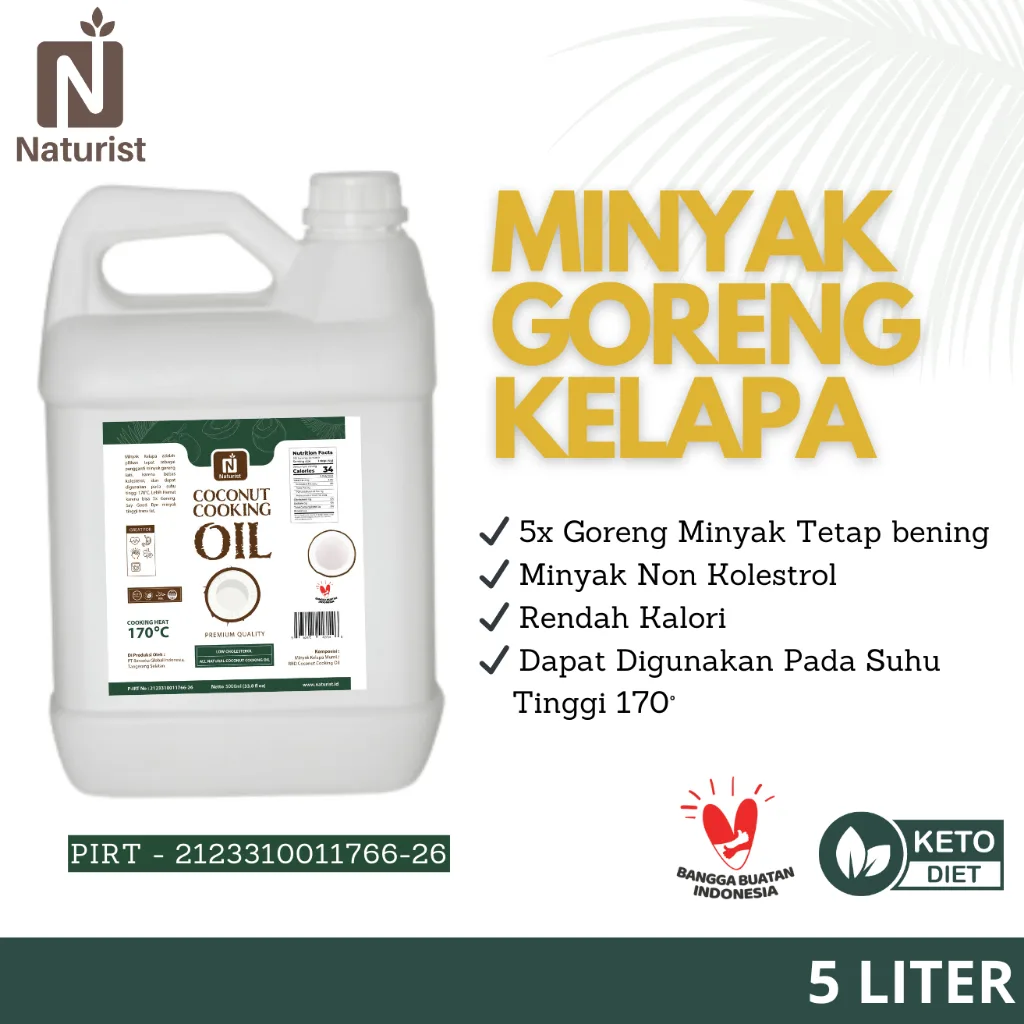 NATURIST Coconut Cooking Oil 5L Minyak Goreng Kelapa Alami untuk Memasak