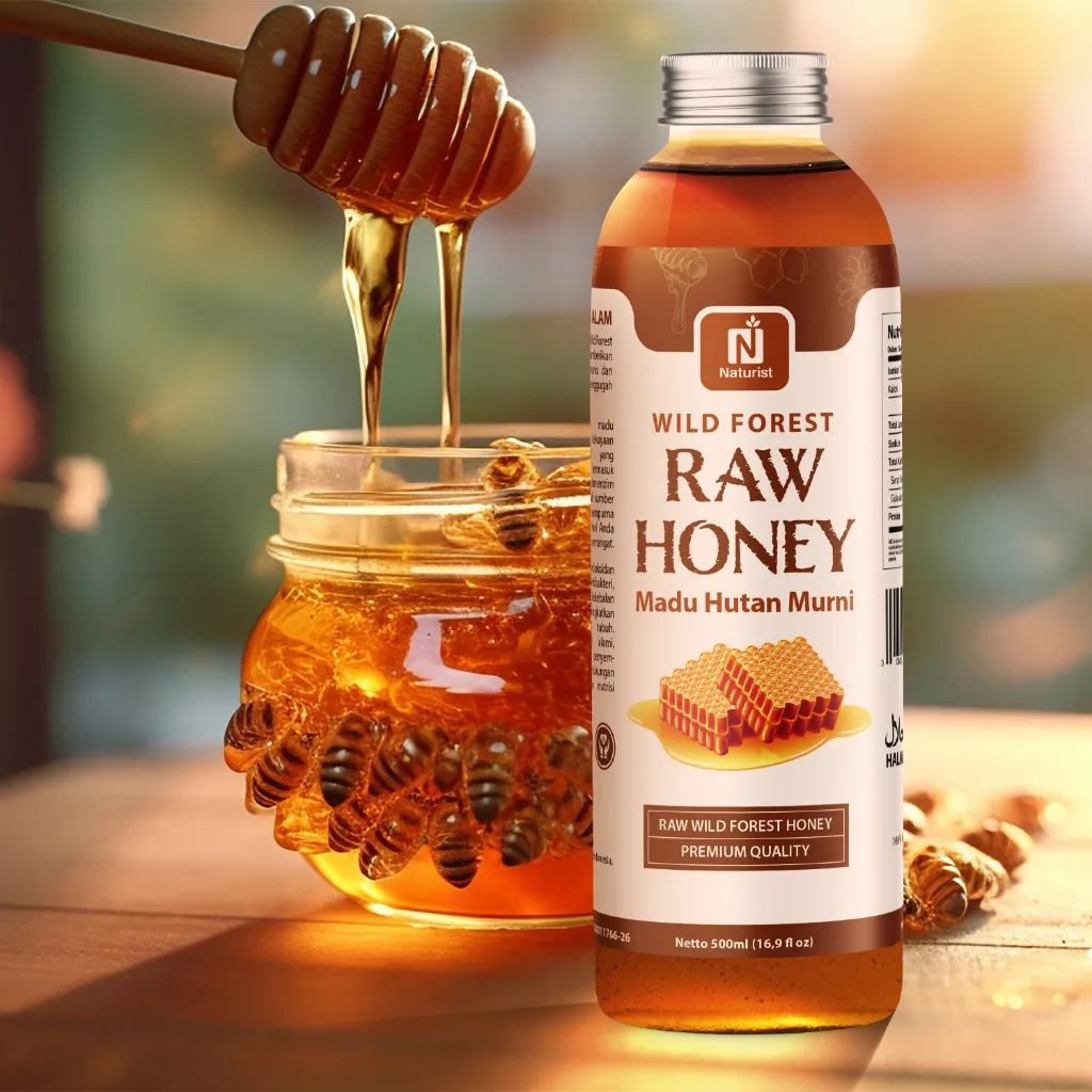 NATURIST Madu Hutan Murni 500ml Madu Asli 100% Raw Honey Liar Tanpa Campuran Baik untuk Stamina