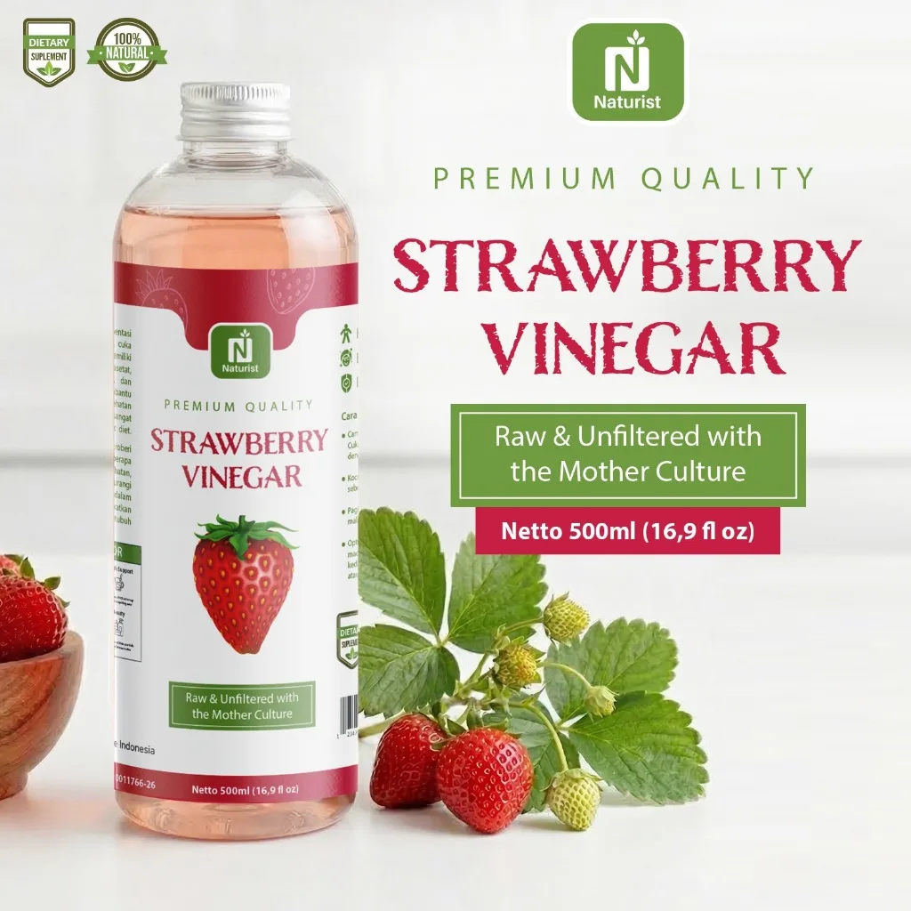 NATURIST Cuka Buah Strawberry With Mother Strawberry Cuka Apel Orfiginal Cider Vinegar Alami