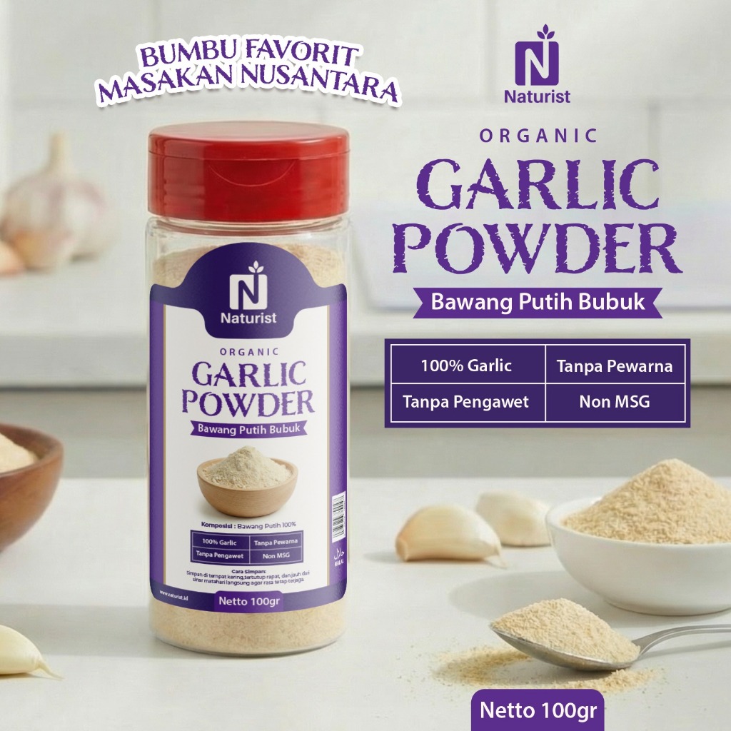 NATURIST Bawang Putih Bubuk 100gr Garlic Powder Halus Non MSG Tanpa Pengawet Bumbu Dapur Premium