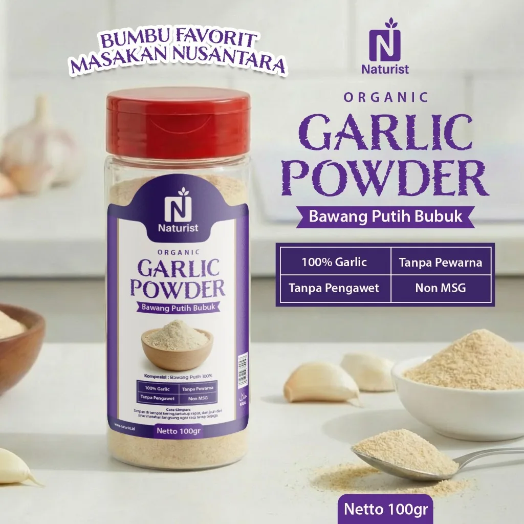 NATURIST Bawang Putih Bubuk 100gr Garlic Powder Halus Non MSG Tanpa Pengawet Bumbu Dapur Premium