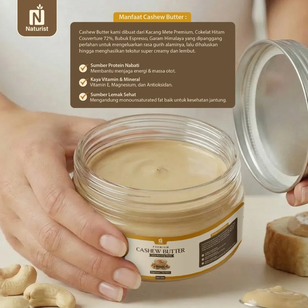 NATURIST Cashew Butter 280gr Selai Kacang Mete Premium 100% Natural Non MSG Healthy Spread