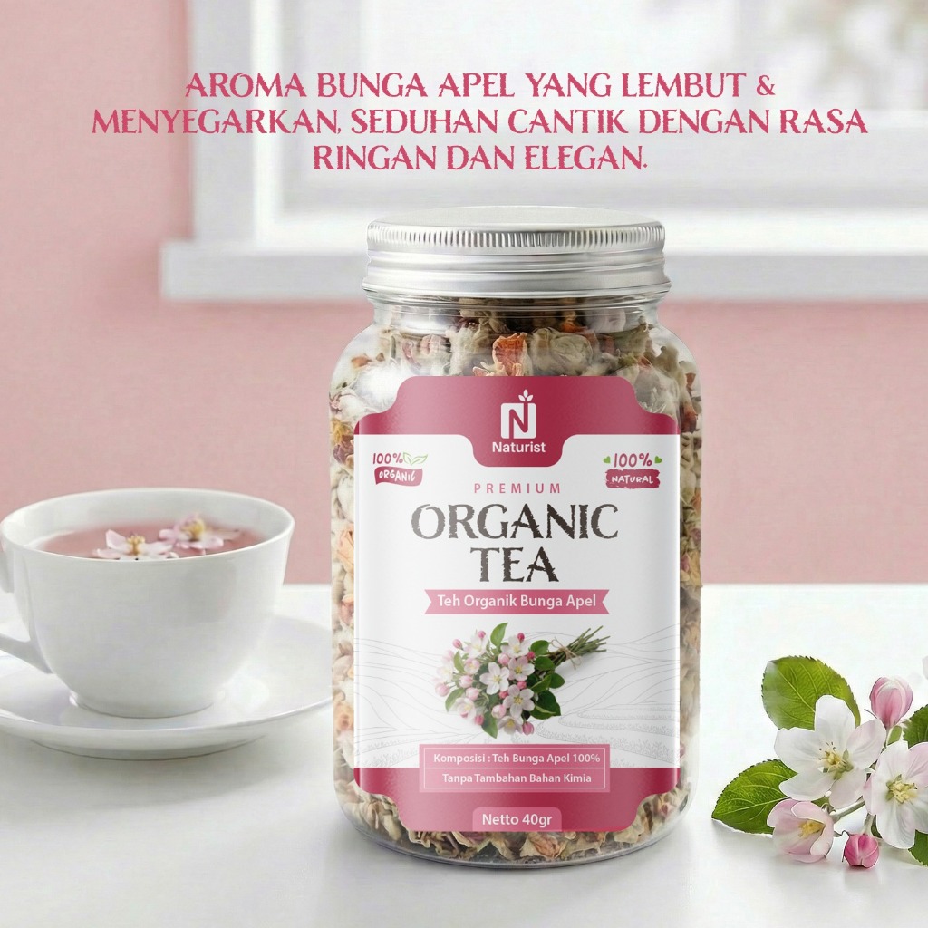 NATURIST Teh Bunga Apel Herbal Dried Apple Flower Tea Alami Minuman Sehat Relax Non Gula