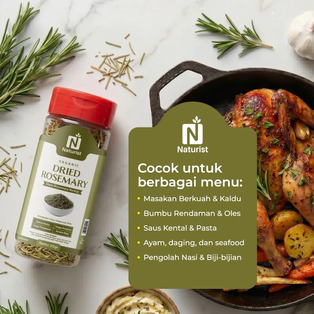 NATURIST Dried Rosemary 35gr Daun Rosemary Kering Bumbu Masak Steak Ayam Premium Non MSG