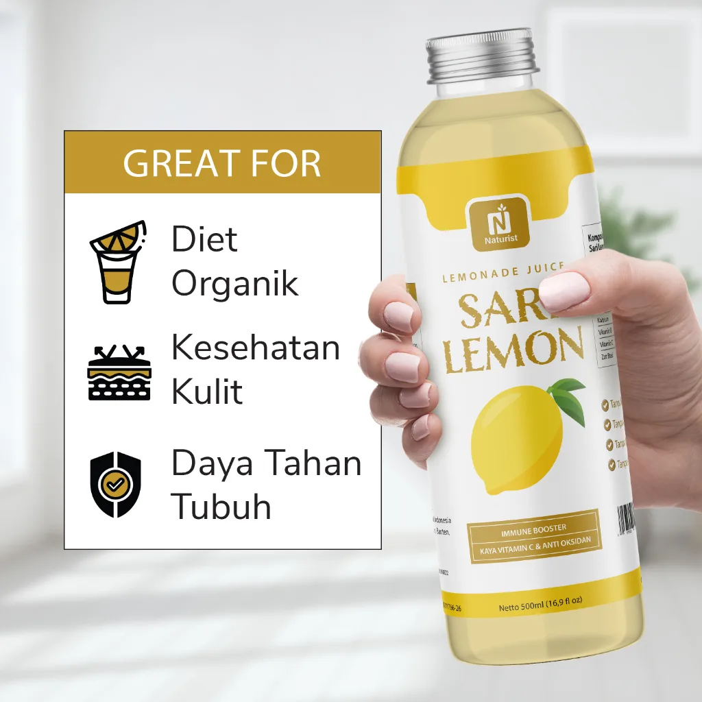 NATURIST Sari Lemon Murni 100% 500ml Lemon Juice Tanpa Gula Perasan Lemon Murni