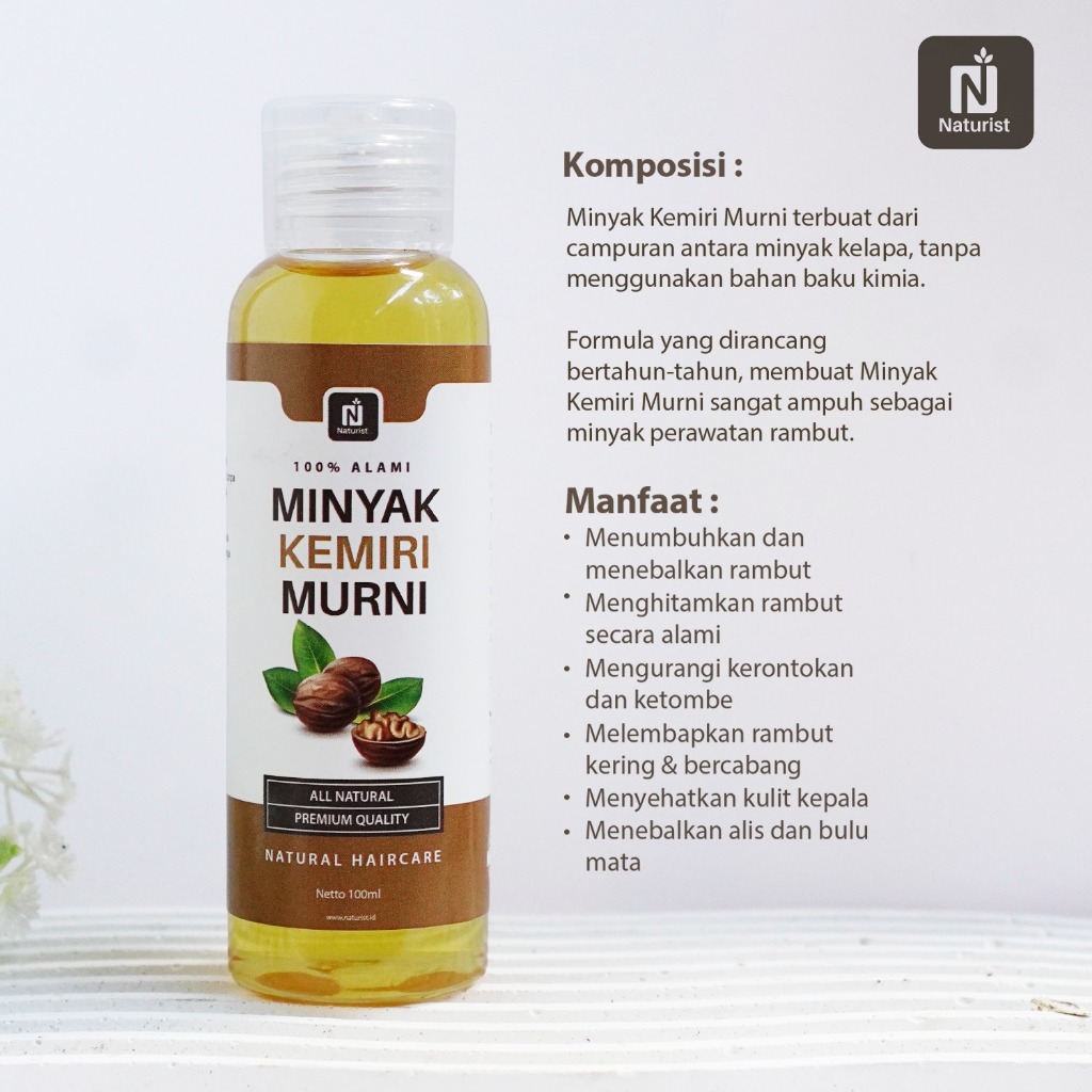 NATURIST Minyak Kemiri Murni 100ml Minyak Rambut Kemiri Penumbuh Rambut Alami Anti Rontok