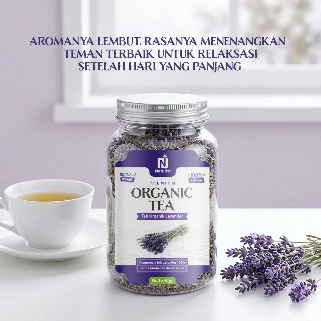NATURIST Teh Bunga Lavender Herbal Dried Lavender Tea Alami Minuman Aromatic Relax Tanpa Gula Premium