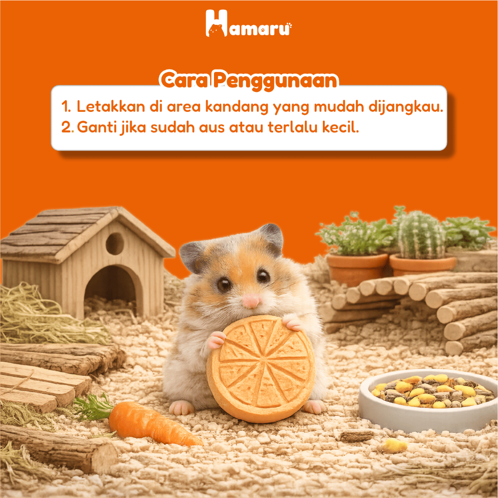 Hamaru Gnawing Buah Jeruk Mainan Gigit Chew Toy Hamster Sugar Glider Marmut Hewan kecil