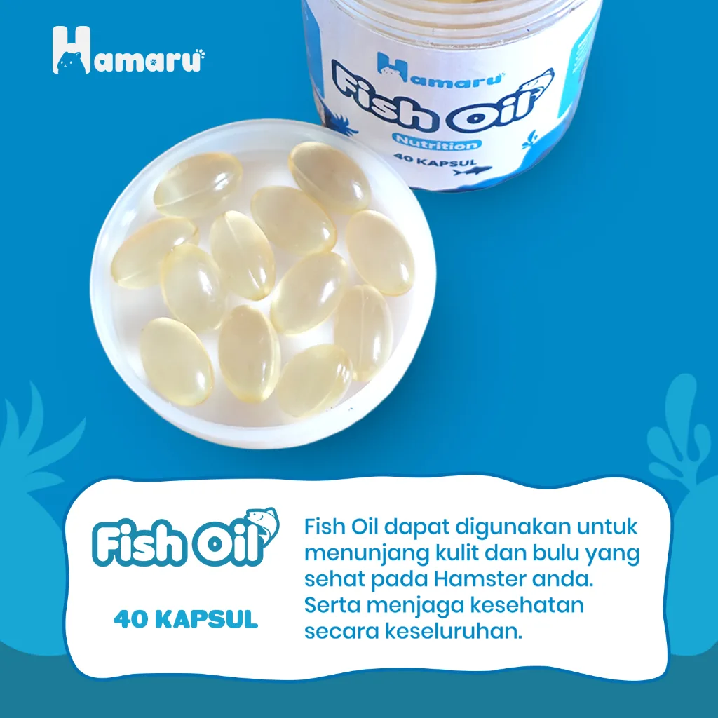 Hamaru Fish Oil Suplemen Minyak Ikan Perawatan Bulu Hamster Omehga 3 - 40 Butir