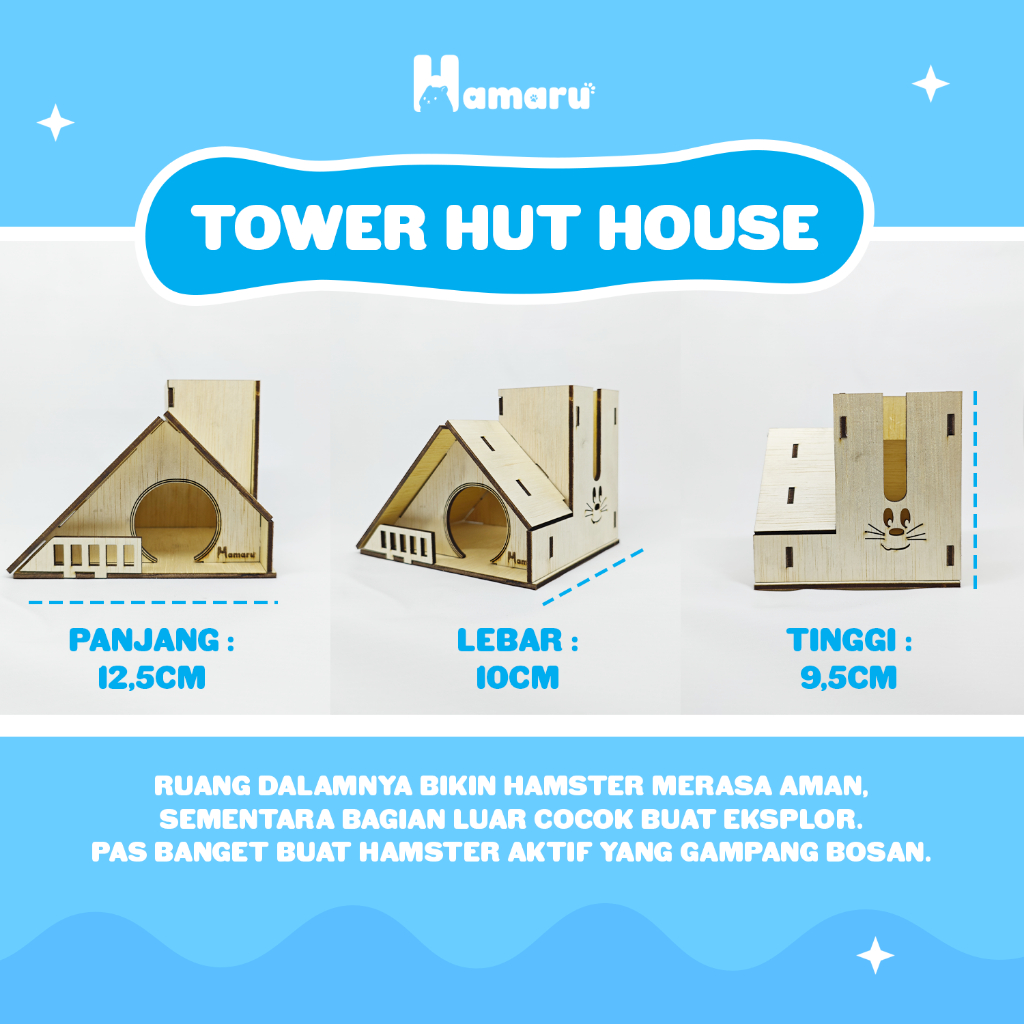 HAMARU Rumah Kayu Accessories Hamster Rakitan DIY Murah – Tower Hut House