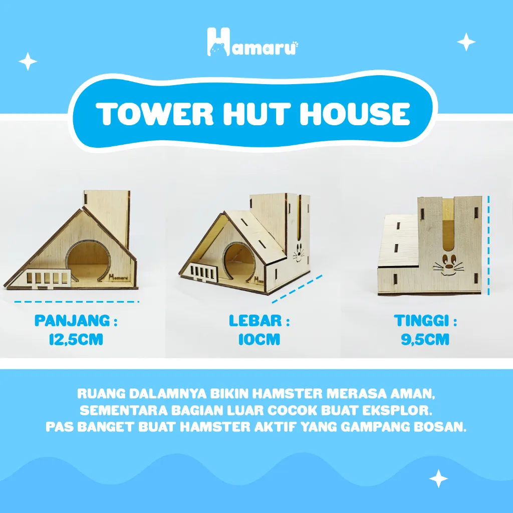HAMARU Rumah Kayu Accessories Hamster Rakitan DIY Murah – Tower Hut House