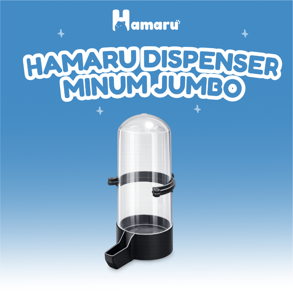 Hamaru Dispenser Jumbo Tempat Makan dan Minum Hamster Kapasitas Besar Transparan Praktis - Tempat Minum