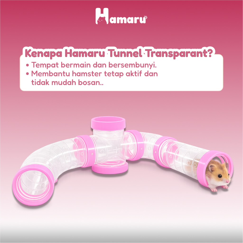 Hamaru Hamster Tunnel Transparant Sambungan Terowongan Hamster Transparan Aksesoris Mainan Kandang
