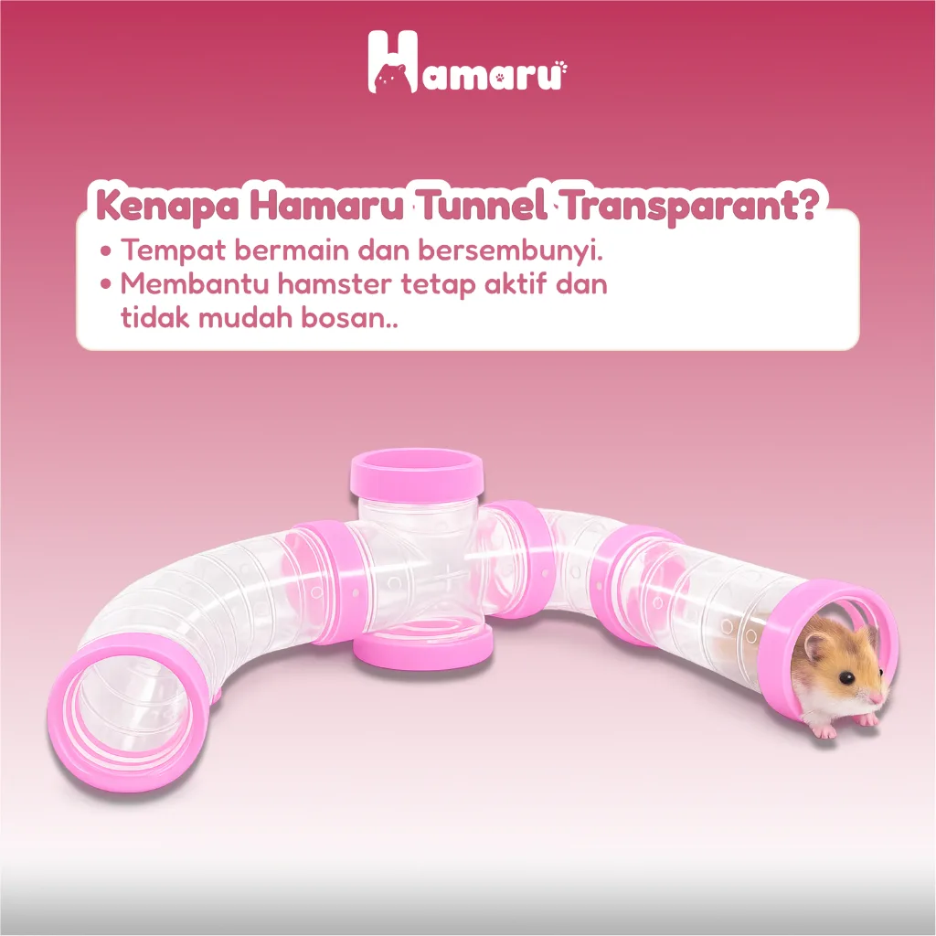 Hamaru Hamster Tunnel Transparant Sambungan Terowongan Hamster Transparan Aksesoris Mainan Kandang
