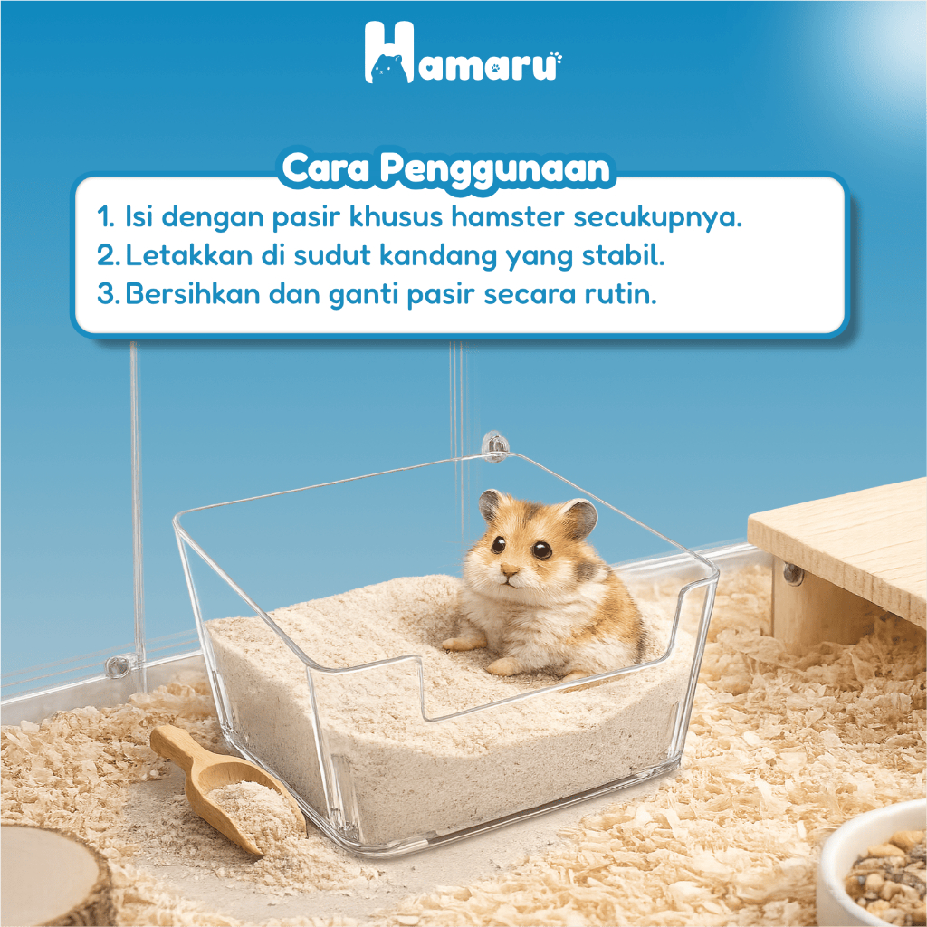 Hamaru Mini Acrylic Sandbath Tempat Mandi Pasir Hamster Kotak Sand Bath Hamster Akrilik Transparan