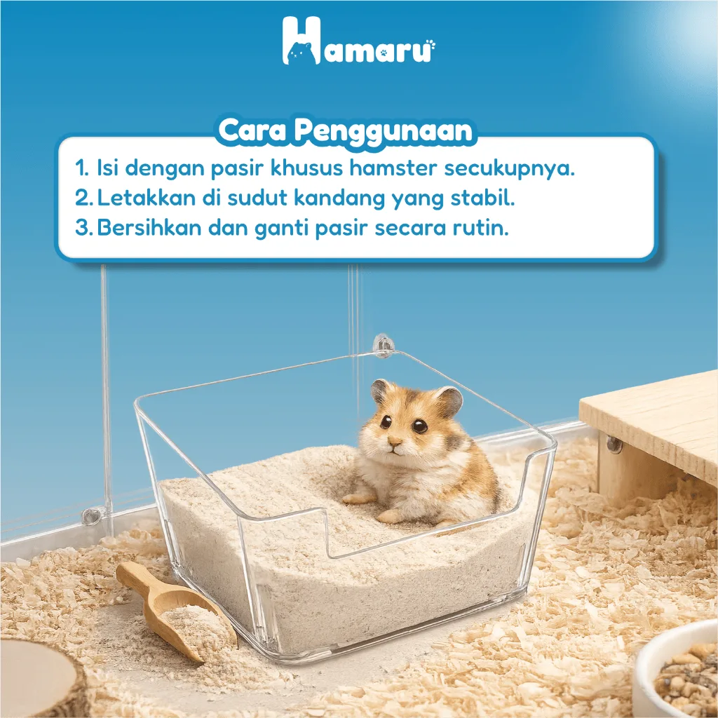 Hamaru Mini Acrylic Sandbath Tempat Mandi Pasir Hamster Kotak Sand Bath Hamster Akrilik Transparan