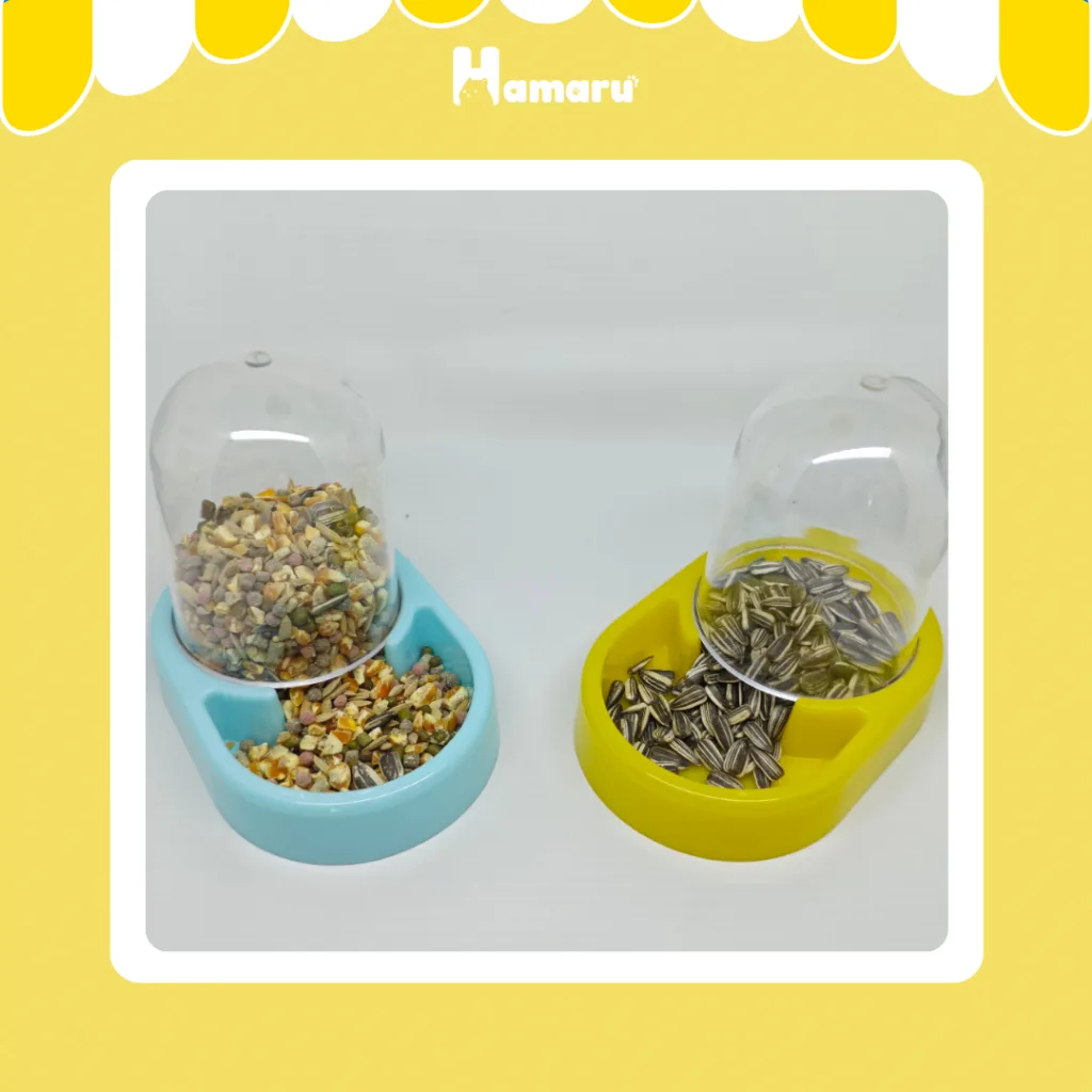 HAMARU Tempat Makan Hamster Capsule Feeder Otomatis Wadah Pakan Hewan Kecil