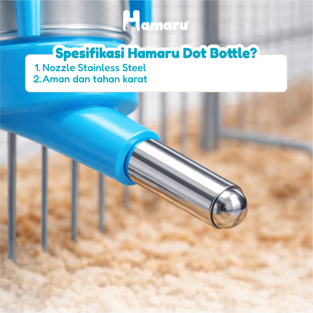 Hamaru Dot Bottle Botol Minum Hamster Anti Tumpah Nozzle Stainless Steel - 60ML