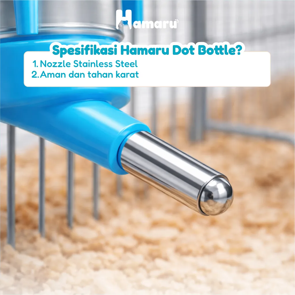 Hamaru Dot Bottle Botol Minum Hamster Anti Tumpah Nozzle Stainless Steel - 60ML