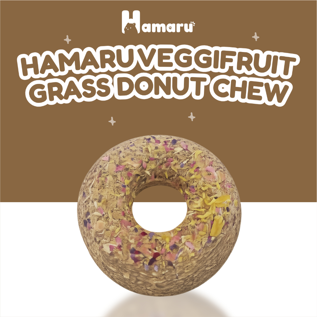 Hamaru Grass Donut Natural Chew Mainan Gigit Hamster Natural Snack Varian Rasa - Veggifruit