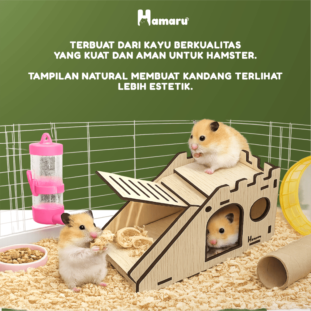 HAMARU Rumah Kayu Hamster DIY Rakitan Murah - Sliding House