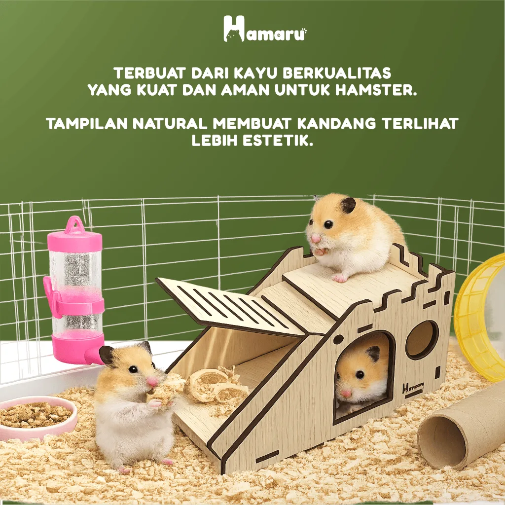 HAMARU Rumah Kayu Hamster DIY Rakitan Murah - Sliding House