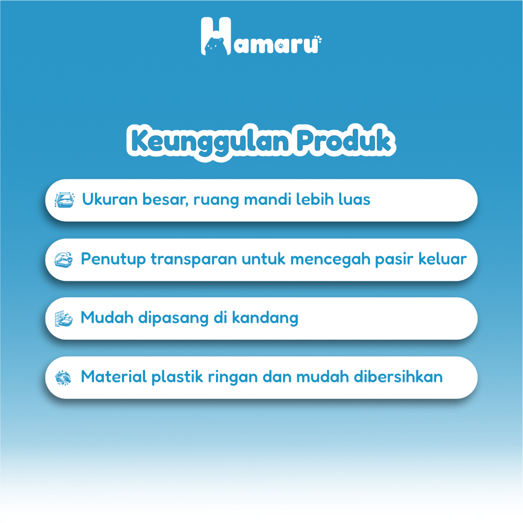 Hamaru Sandbath Big Room Tempat Mandi Pasir Hamster Besar Wadah Mandi Pasir Kandang Hewan kecil