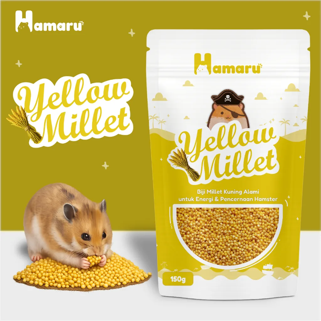 Hamaru Yellow Millet Biji Millet Kuning Alami Pakan Harian Natural Hamster Marmut Kecil - 150g