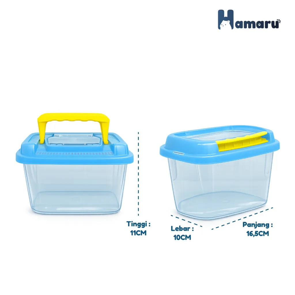 Hamaru Mini Terrarium Kandang Hamster Portable Transparan dengan Ventilasi Kandang Travel Praktis