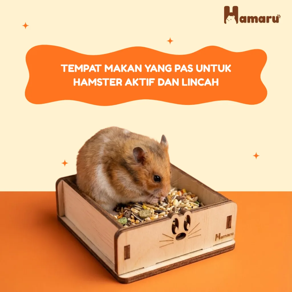 HAMARU Tempat Makan Rakitan Hamster Kayu DIY Murah Food Feeder Hamster Marmut Hewan Kecil