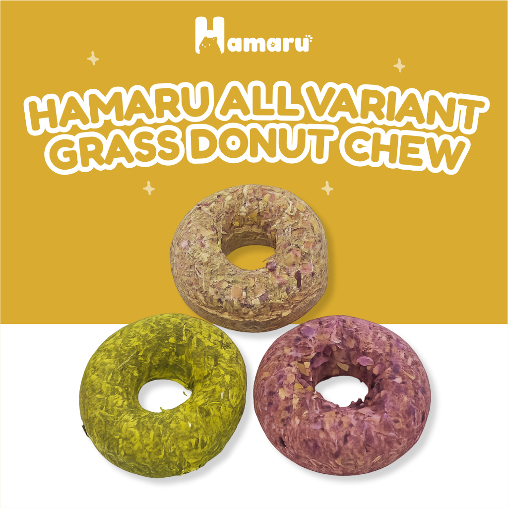 Hamaru Grass Donut Natural Chew Mainan Gigit Hamster Natural Snack Varian Rasa