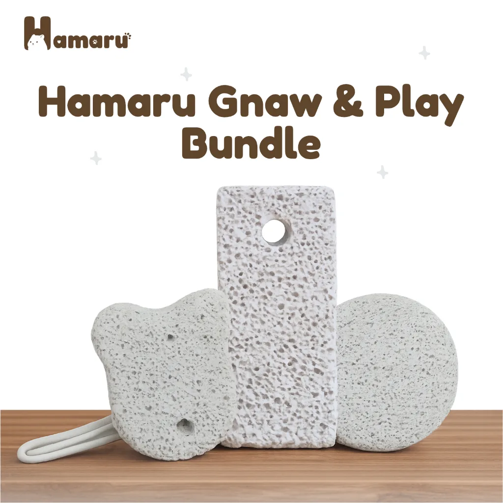 Hamaru Gnaw and Play Bundle Paket Mainan Gigitan Hamster Batu Mineral Pengikis Gigi Hamster