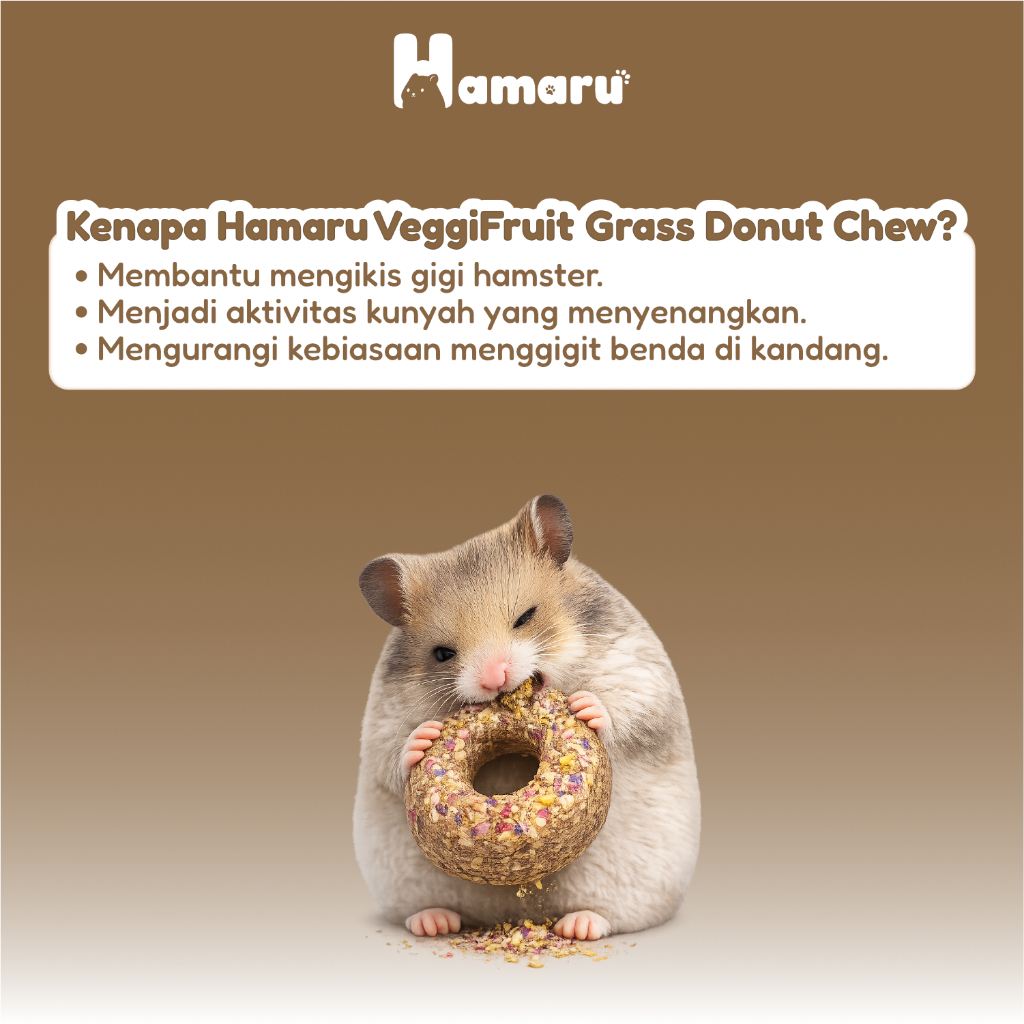 Hamaru Grass Donut Natural Chew Mainan Gigit Hamster Natural Snack Varian Rasa - Veggifruit