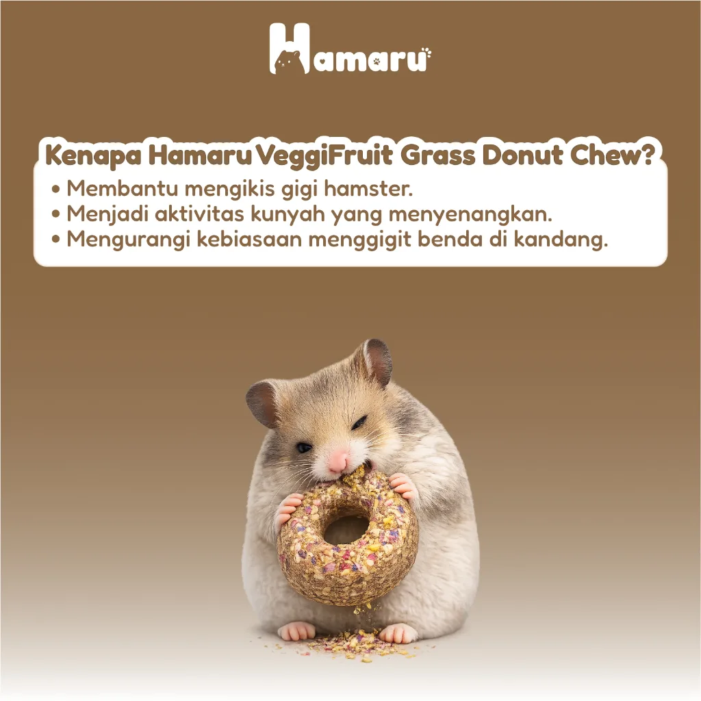 Hamaru Grass Donut Natural Chew Mainan Gigit Hamster Natural Snack Varian Rasa - Veggifruit