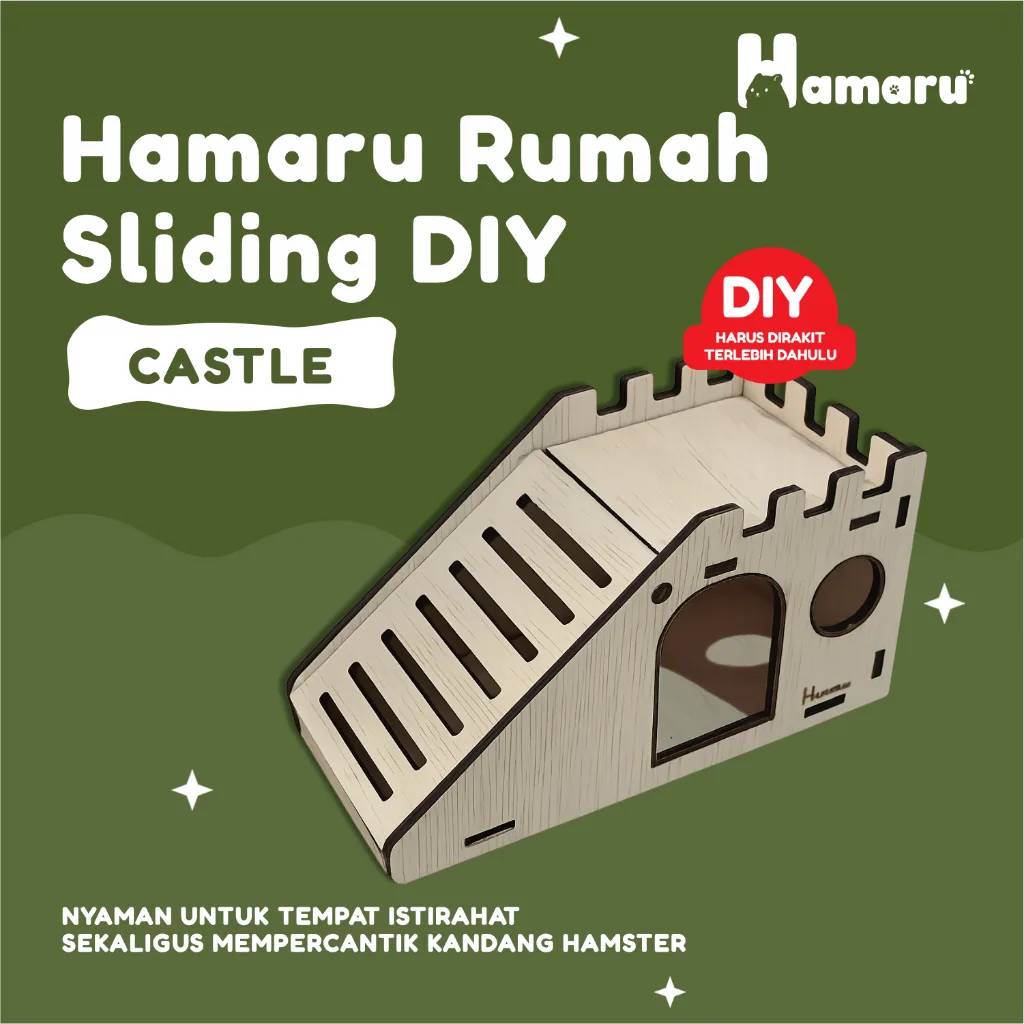 HAMARU Rumah Kayu Hamster DIY Rakitan Murah - Sliding House