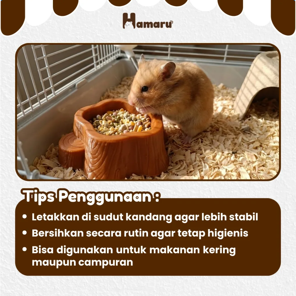 HAMARU Tempat Makan Bentuk Batang Pohon Hamster Food Feeder Hamster Marmut Hewan Kecil