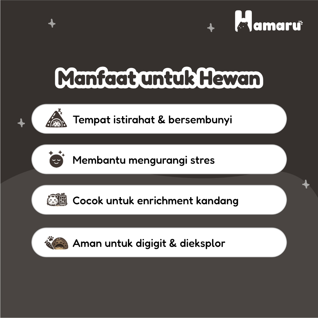 Hamaru Hiding Cave Batok Tempat Tidur Sembunyi Hamster Natural Nyaman