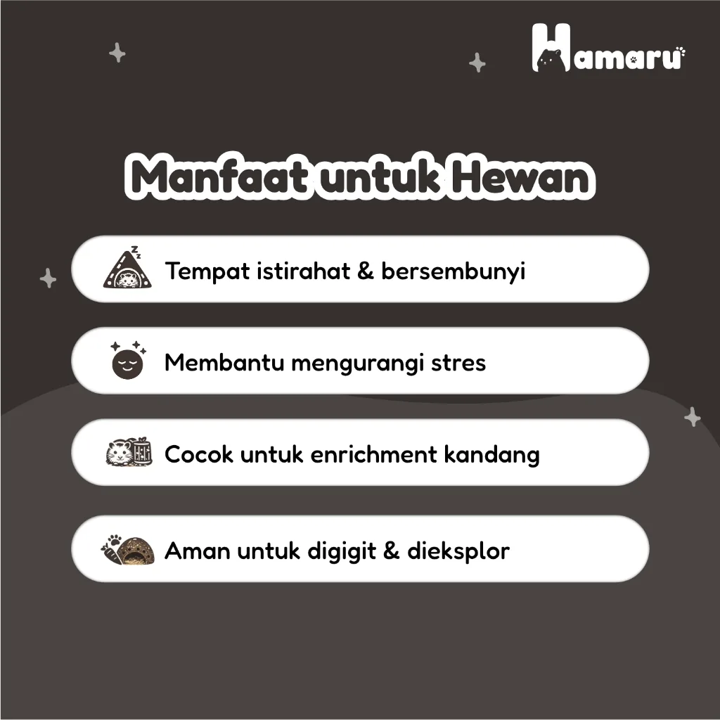 Hamaru Hiding Cave Batok Tempat Tidur Sembunyi Hamster Natural Nyaman
