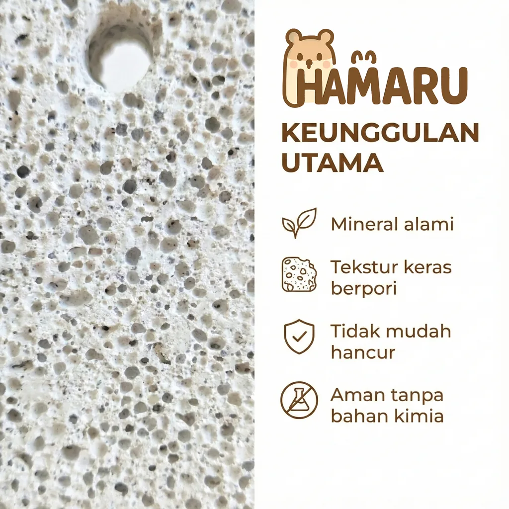 Hamaru Gnawing Stone Hamster – Batu Gigi Hamster Premium Untuk Asah Gigi, Aman, Natural