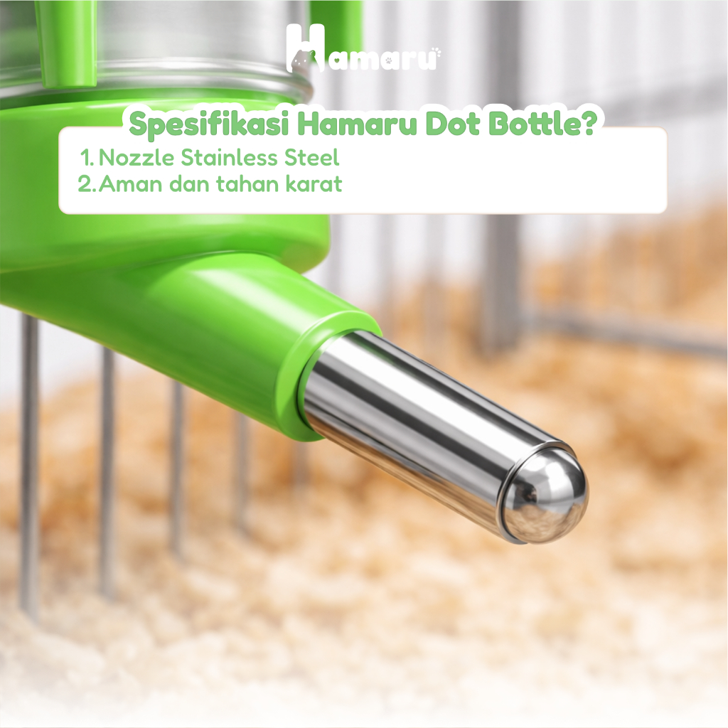 Hamaru Dot Bottle Botol Minum Hamster Anti Tumpah Nozzle Stainless Steel - 80ML