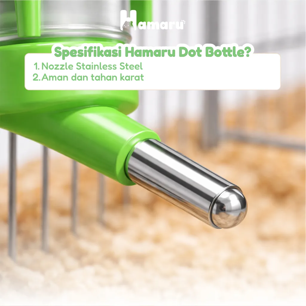 Hamaru Dot Bottle Botol Minum Hamster Anti Tumpah Nozzle Stainless Steel - 80ML